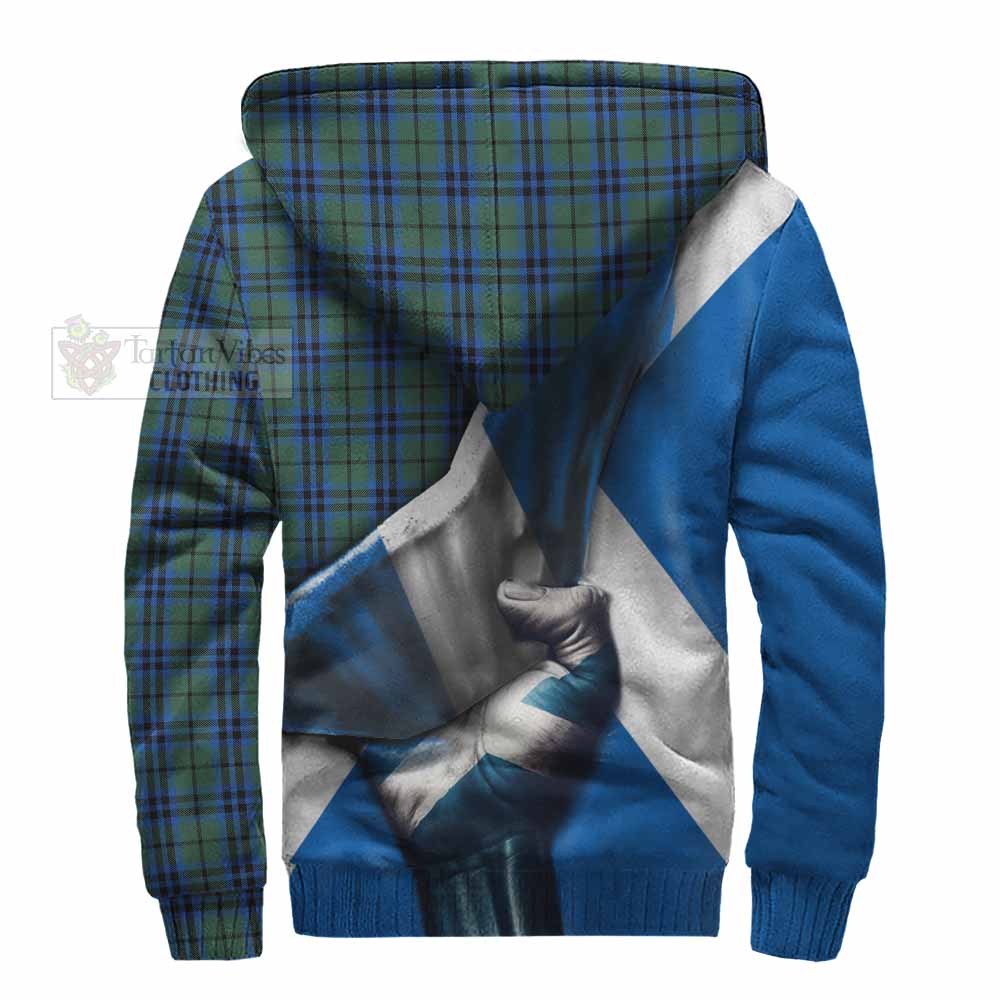 Tartan Vibes Clothing Marshall Tartan Sherpa Hoodie with Family Crest Scotland Patriotic Style
