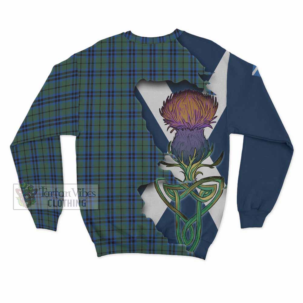 Tartan Vibes Clothing Marshall Tartan Family Crest Sweatshirt Scottish Thistle Celtic Inspired