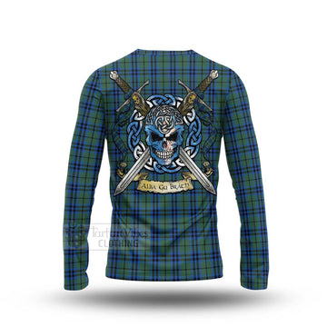 Tartan Vibes Clothing Marshall Tartan Long Sleeve T-Shirt with Family Crest Celtic Skull Style