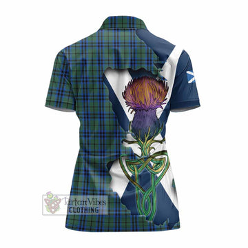 Marshall Tartan Family Crest Women's Polo Shirt Scottish Thistle Celtic Inspired