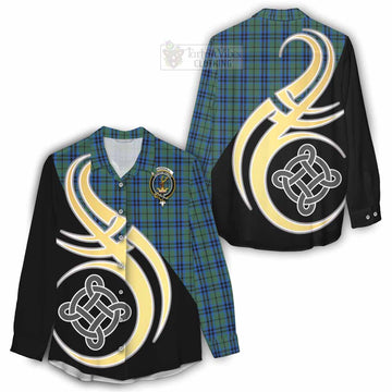 Tartan Vibes Clothing Marshall Tartan Women's Casual Shirt with Family Crest and Celtic Symbol Style