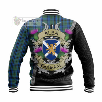 Tartan Vibes Clothing Marshall Tartan Family Crest Baseball Jacket Lion Rampant Royal Thistle Shield Celtic Inspired