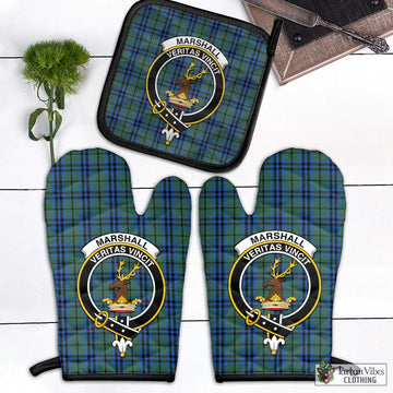 Marshall Tartan Combo Oven Mitt & Pot-Holder with Family Crest Combo 1 Oven Mitt & 1 Pot-Holder Black - Tartan Vibes Clothing