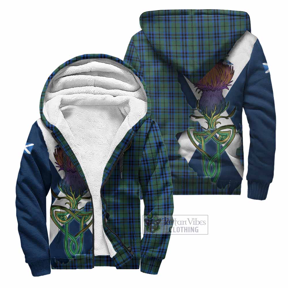 Tartan Vibes Clothing Marshall Tartan Family Crest Sherpa Hoodie Scottish Thistle Celtic Inspired