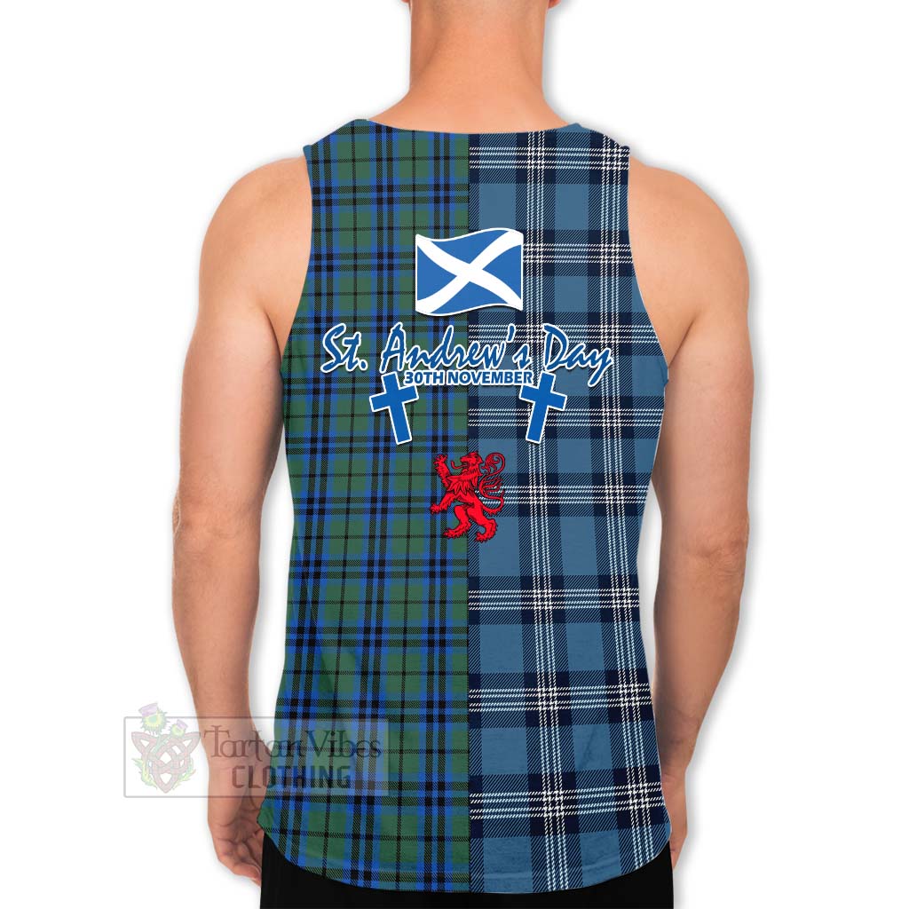Tartan Vibes Clothing Marshall Tartan Men's Tank Top Happy St. Andrew's Day Half Tartan Style