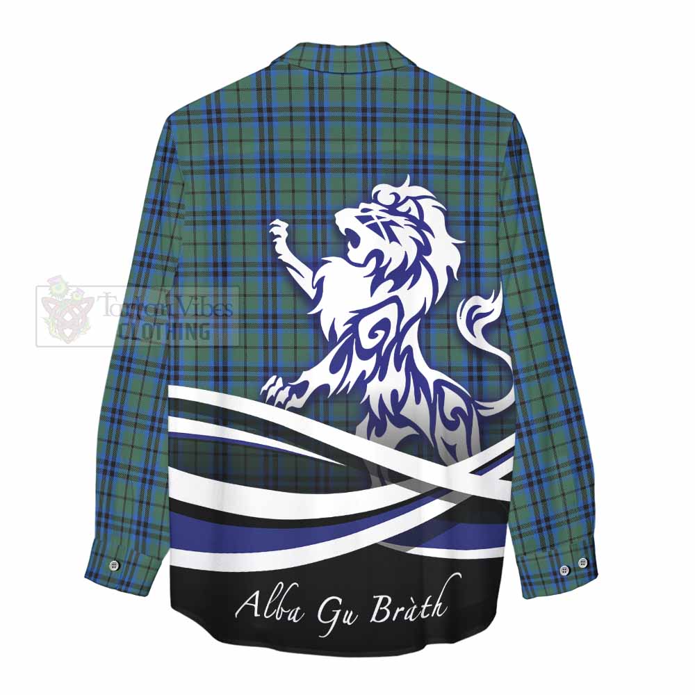 Tartan Vibes Clothing Marshall Tartan Women's Casual Shirt with Alba Gu Brath Regal Lion Emblem