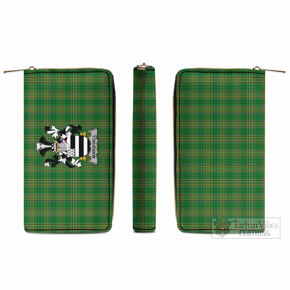 Tartan Vibes Clothing Marshall Irish Clan Tartan Women's Leather Wallet with Coat of Arms
