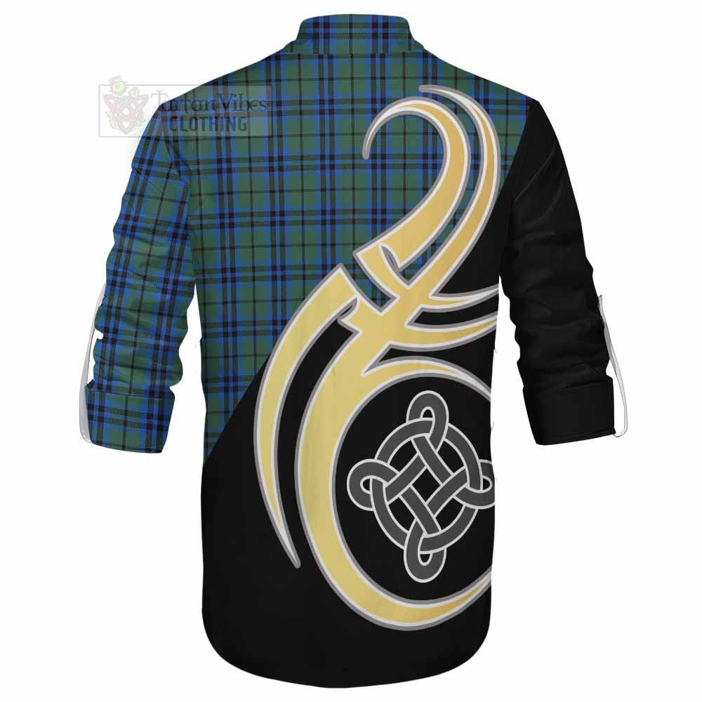 Tartan Vibes Clothing Marshall Tartan Ghillie Kilt Shirt with Family Crest and Celtic Symbol Style