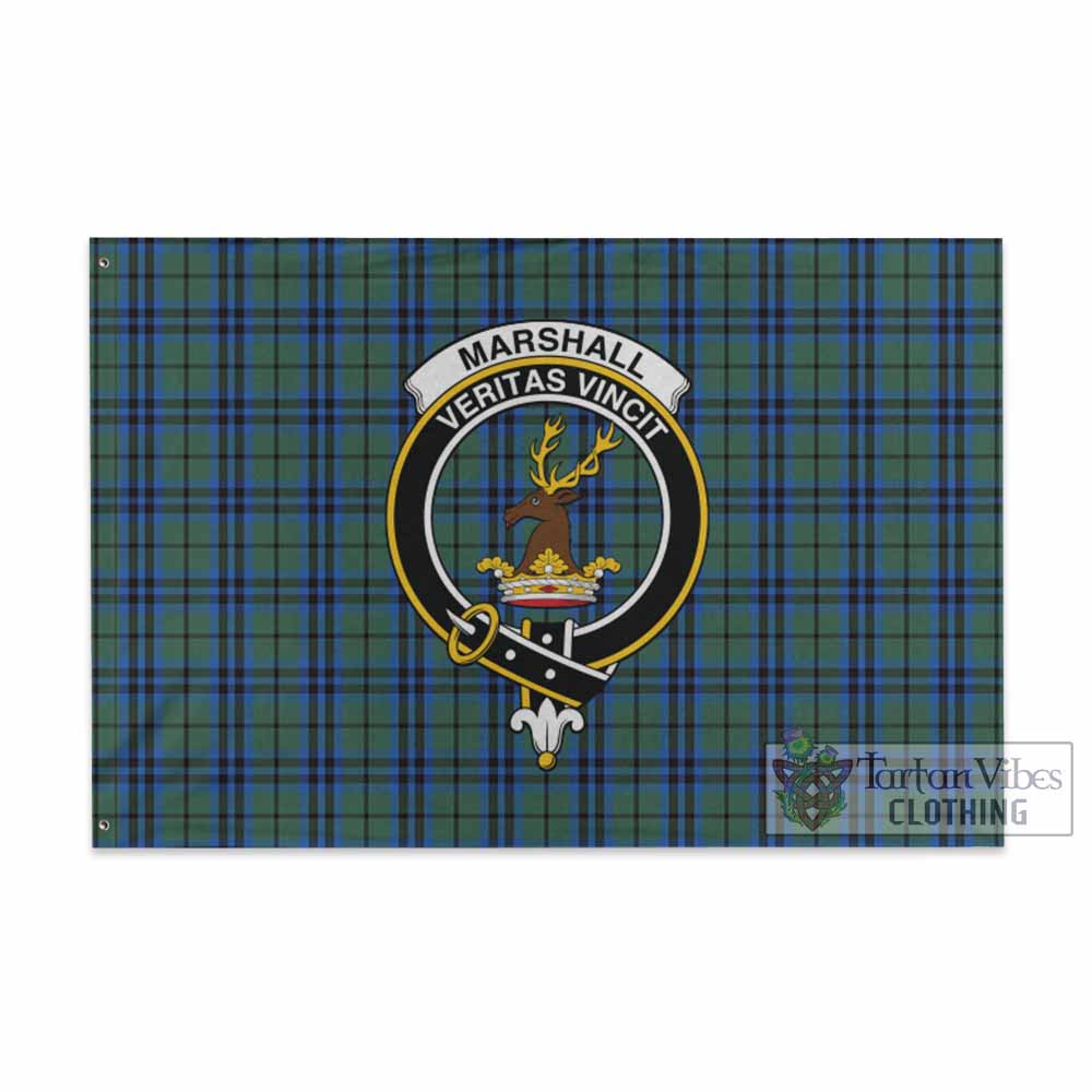 Tartan Vibes Clothing Marshall Tartan House Flag with Family Crest