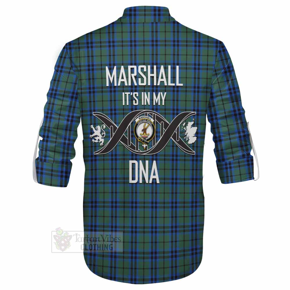 Tartan Vibes Clothing Marshall Tartan Ghillie Kilt Shirt with Family Crest DNA In Me Style