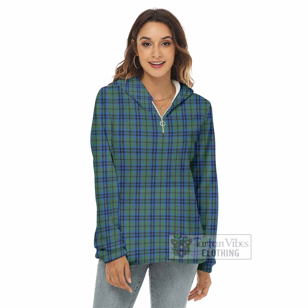 Tartan Vibes Clothing Marshall Tartan Women's Borg  Half Zip Fleece Hoodie