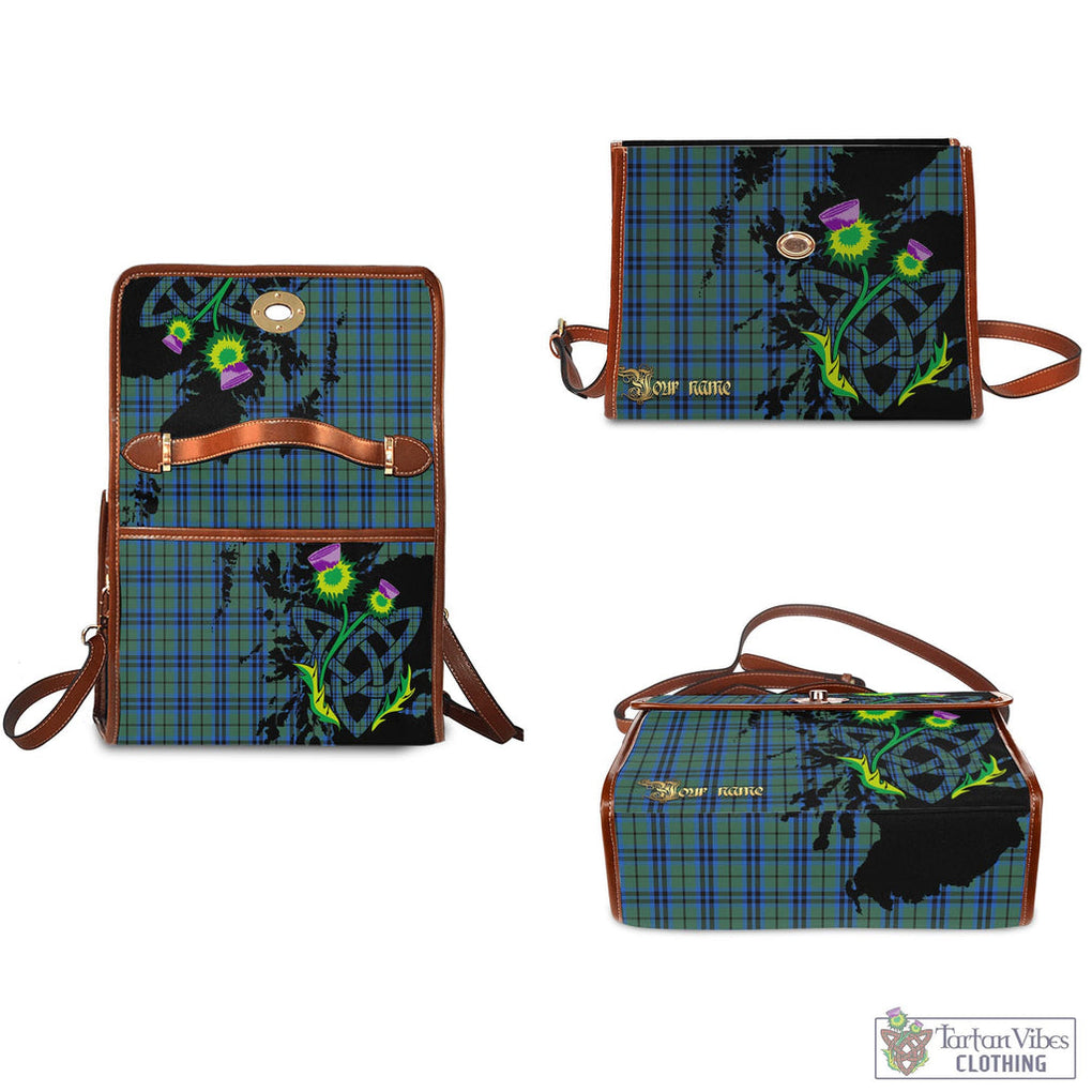 Marshall Tartan Waterproof Canvas Bag with Scotland Map and Thistle Celtic Accents - Tartan Vibes Clothing