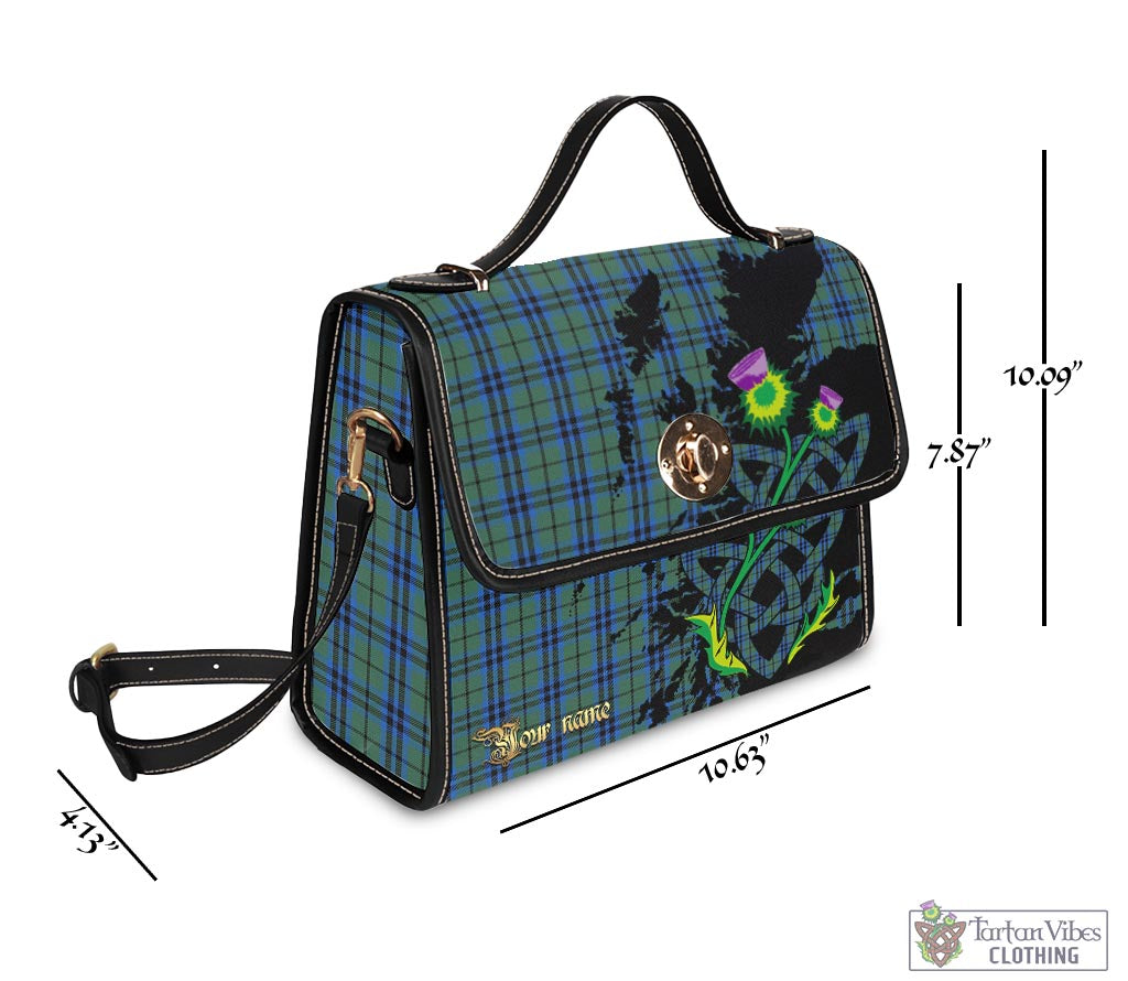 Marshall Tartan Waterproof Canvas Bag with Scotland Map and Thistle Celtic Accents - Tartan Vibes Clothing