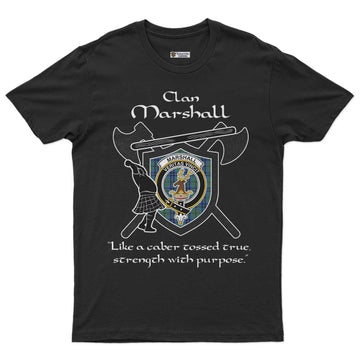 Marshall Clan Crest Highland Game T Shirt Strength With Purpose Style - Tartan Vibes Clothing