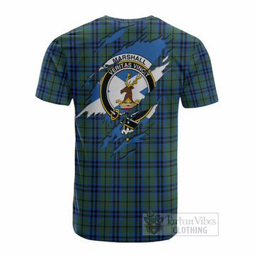 Marshall Clan Crest In Me Tartan Cotton T-shirt Scotland Flag Style
