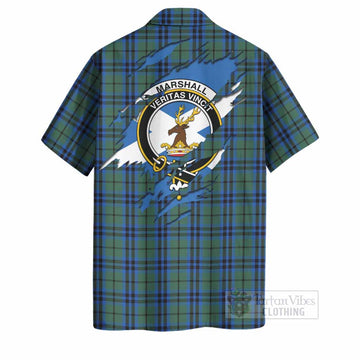 Marshall Clan Crest In Me Tartan Hawaiian Shirt Scotland Flag Style