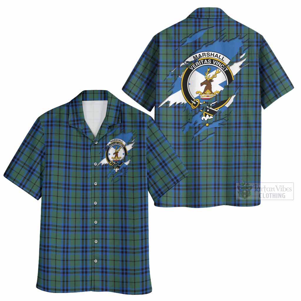 Marshall Clan Crest In Me Tartan Hawaiian Shirt Scotland Flag Style