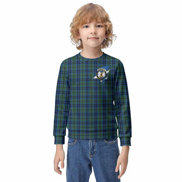 Marshall Clan Crest In Me Tartan Kid Knitted Sweatshirt Scotland Flag Style
