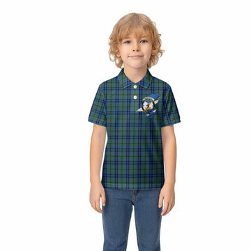 Marshall Clan Crest In Me Tartan Kid Polo Shirt Scotland Flag Style