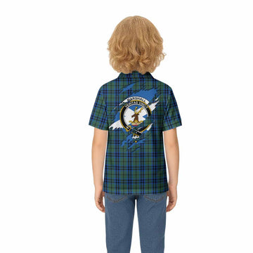 Marshall Clan Crest In Me Tartan Kid Polo Shirt Scotland Flag Style