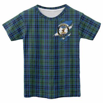 Marshall Clan Crest In Me Tartan Kid T-shirt Scotland Flag Style