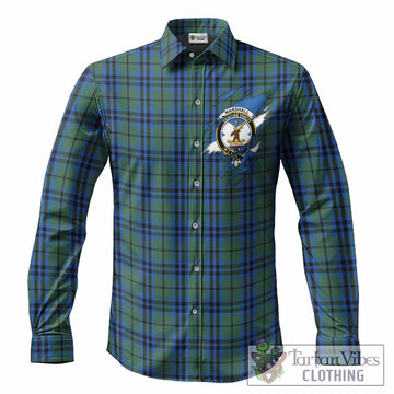 Marshall Clan Crest In Me Tartan Long Sleeve Button Shirts Scotland Flag Style
