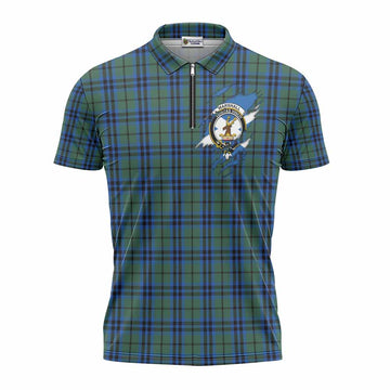 Marshall Clan Crest In Me Tartan Zipper Polo Shirt Scotland Flag Style