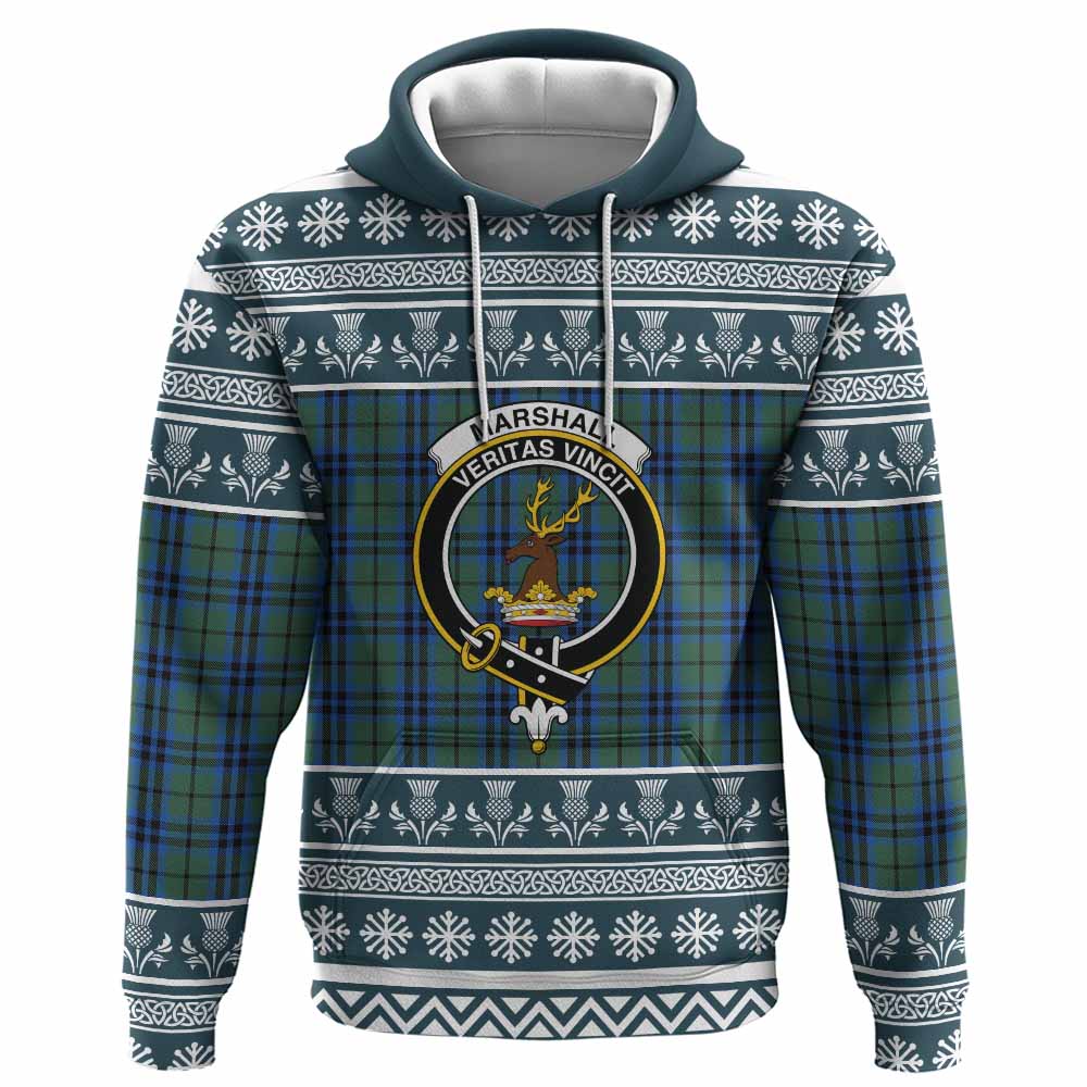 Marshall Clan Tartan Christmas Hoodie with Family Crest - Tartan Vibes Clothing