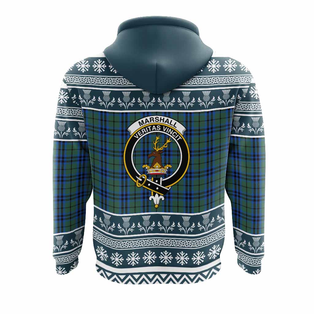 Marshall Clan Tartan Christmas Hoodie with Family Crest - Tartan Vibes Clothing