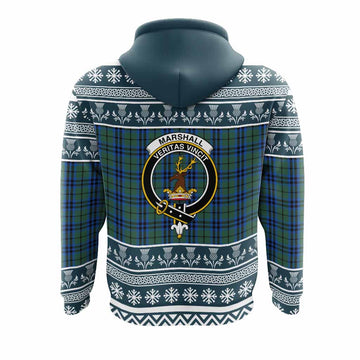 Marshall Clan Tartan Christmas Hoodie with Family Crest