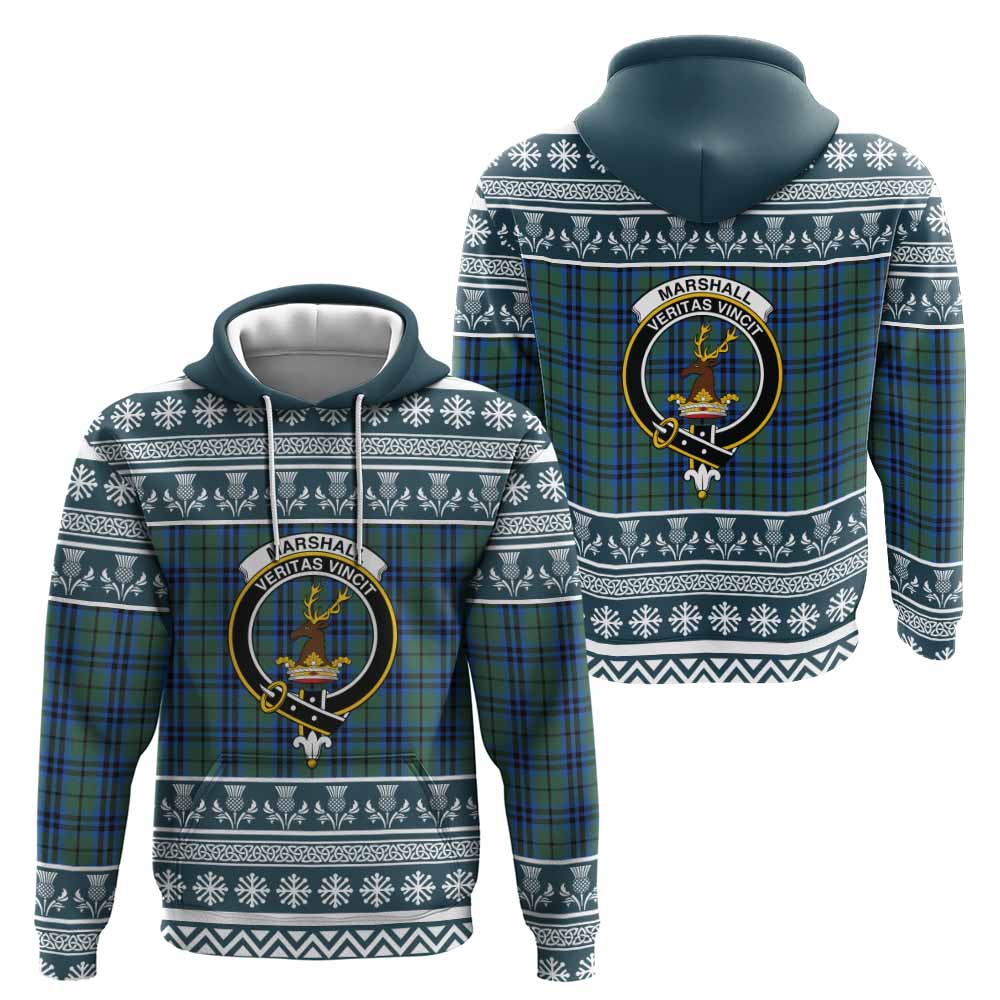 Marshall Clan Tartan Christmas Hoodie with Family Crest - Tartan Vibes Clothing