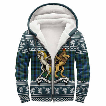 Marshall Clan Tartan Crest Christmas Fleece Hoodie Coat of Arms Funny Style