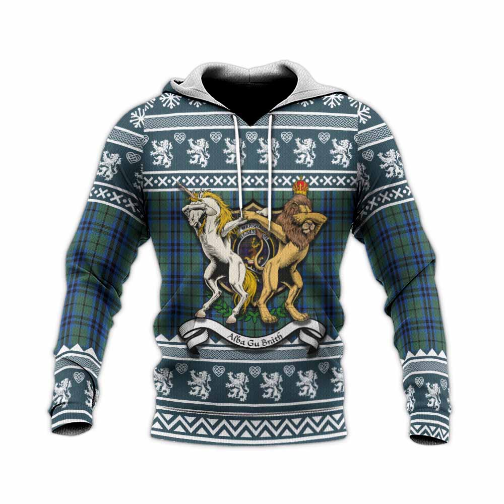 Marshall Clan Tartan Crest Christmas Knitted Hoodie Coat of Arms Funny Style - Tartan Vibes Clothing