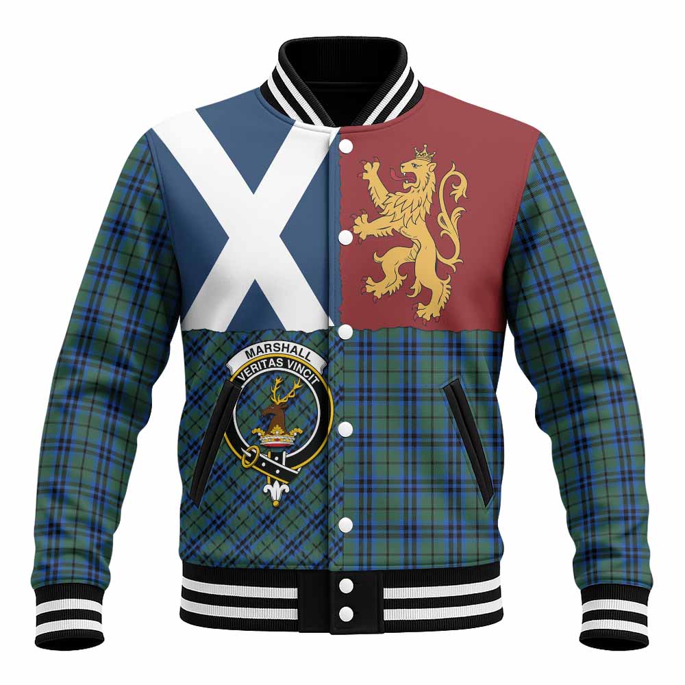 Marshall Crest Tartan Baseball Jacket with Lion Rampant Saltire Style