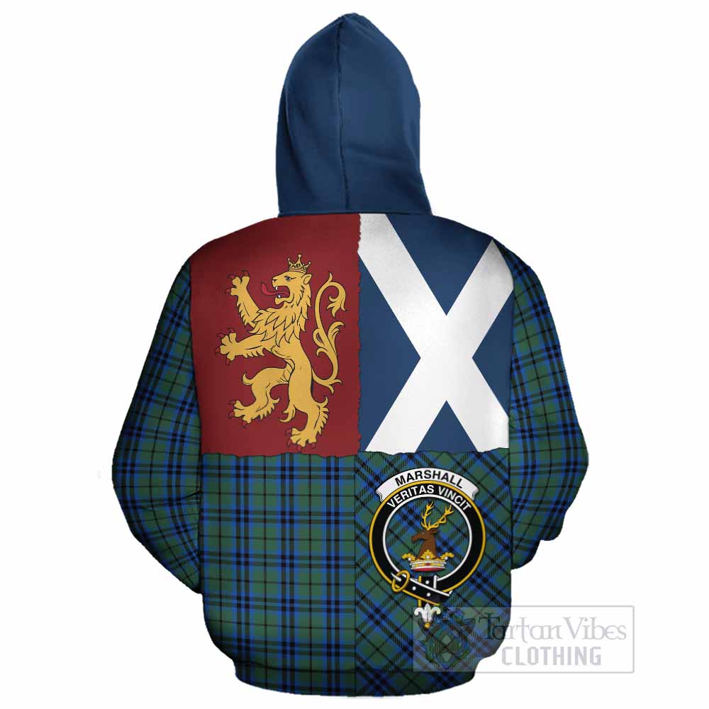 Marshall Crest Tartan Cotton Hoodie with Lion Rampant Saltire Style - Tartan Vibes Clothing