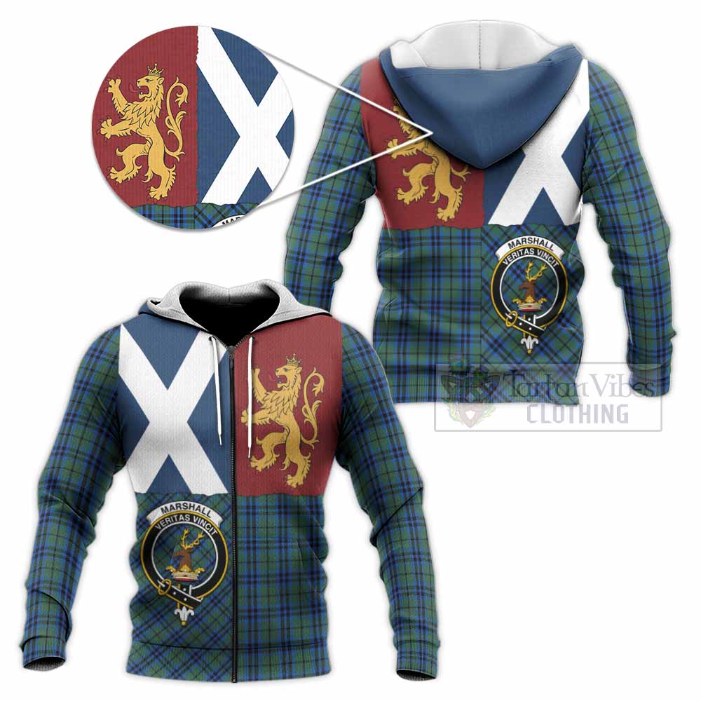 Marshall Crest Tartan Knitted Hoodie with Lion Rampant Saltire Style