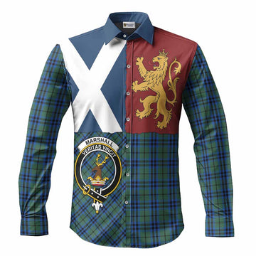 Marshall Crest Tartan Long Sleeve Button Shirts with Lion Rampant Saltire Style