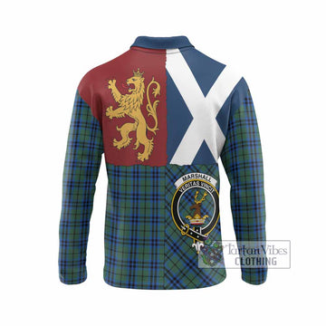 Marshall Crest Tartan Long Sleeve Polo Shirt with Lion Rampant Saltire Style