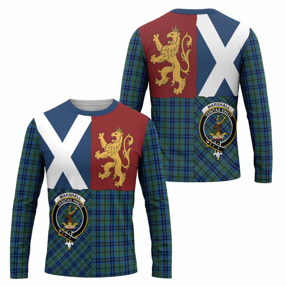 Marshall Crest Tartan Long Sleeve T-Shirt with Lion Rampant Saltire Style