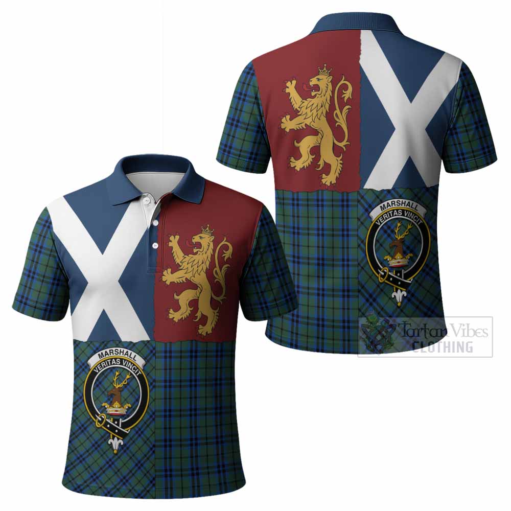 Marshall Crest Tartan Polo Shirt with Lion Rampant Saltire Style