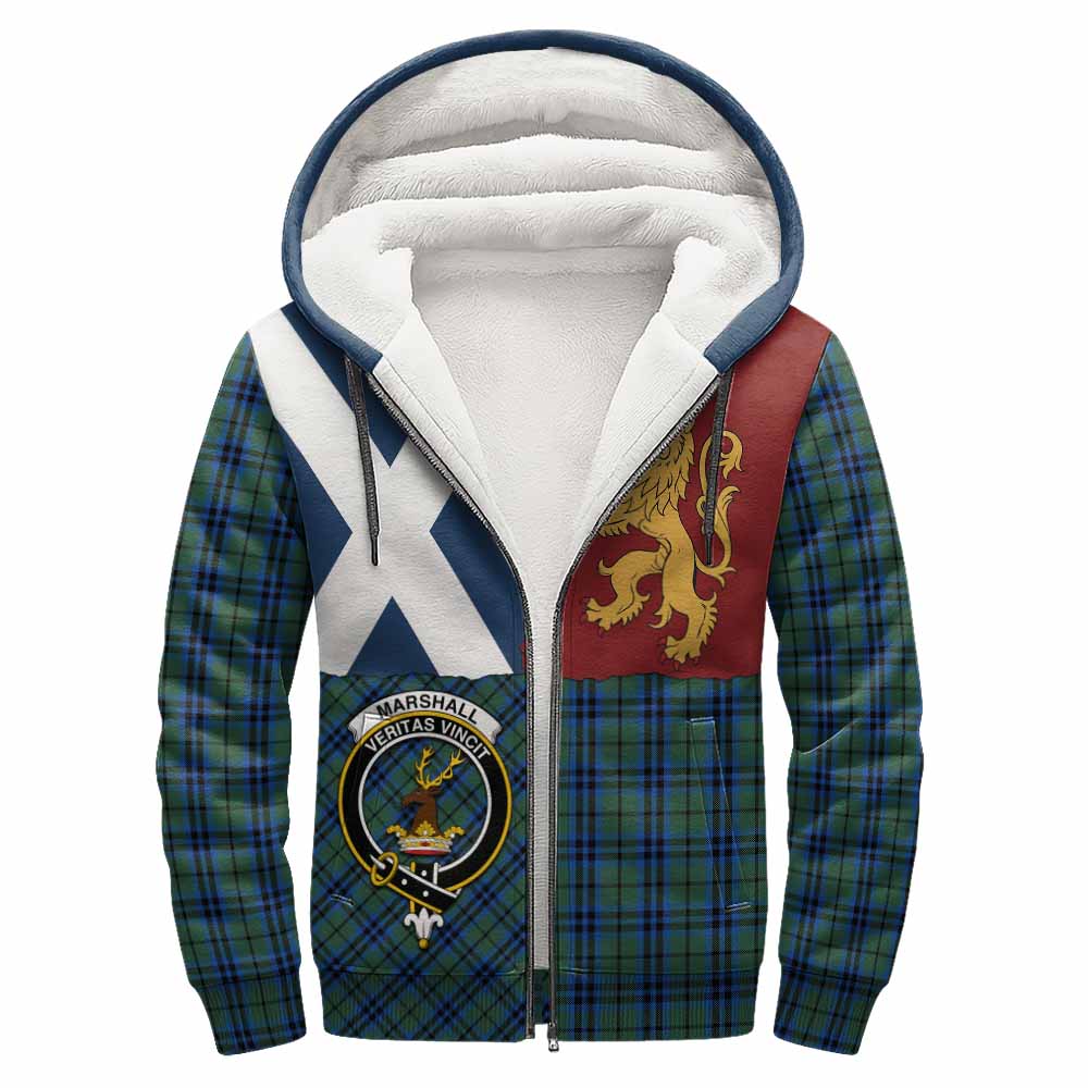 Marshall Crest Tartan Sherpa Hoodie with Lion Rampant Saltire Style