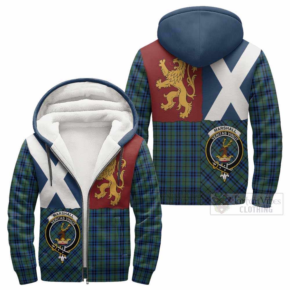Marshall Crest Tartan Sherpa Hoodie with Lion Rampant Saltire Style