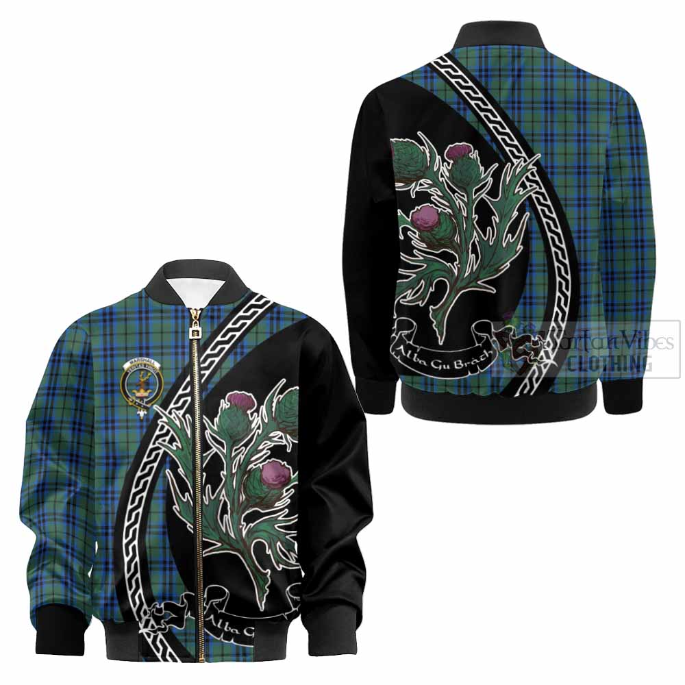 Marshall Family Crest Tartan Kid Bomber Jacket Alba Thistle Inspired - Tartan Vibes Clothing