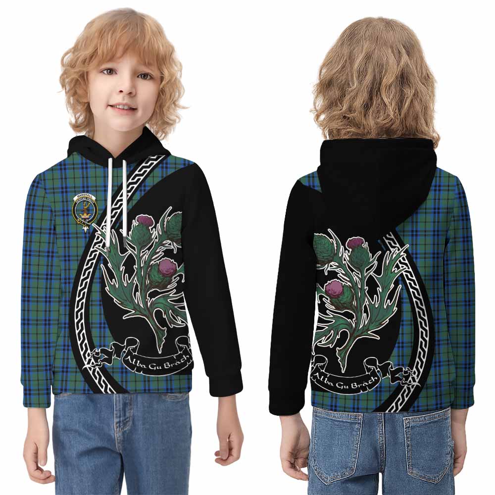 Marshall Family Crest Tartan Kid Hoodie Alba Thistle Inspired - Tartan Vibes Clothing