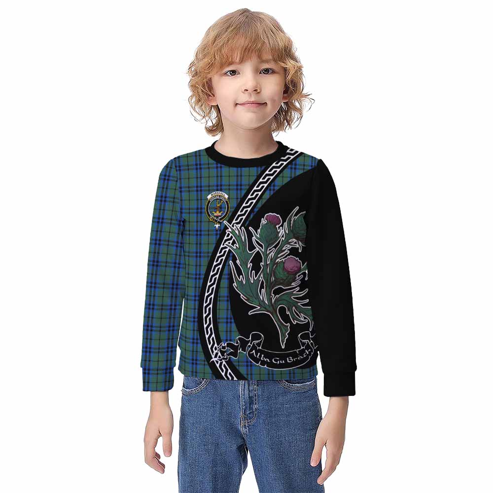 Marshall Family Crest Tartan Kid Knitted Sweatshirt Alba Thistle Inspired - Tartan Vibes Clothing