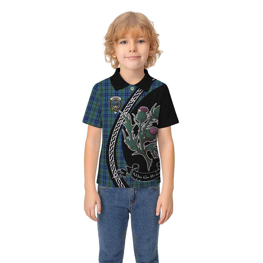 Marshall Family Crest Tartan Kid Polo Shirt Alba Thistle Inspired - Tartan Vibes Clothing