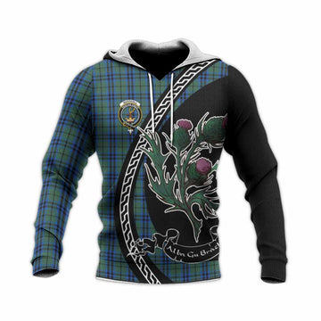 Marshall Family Crest Tartan Knitted Hoodie Alba Thistle Inspired