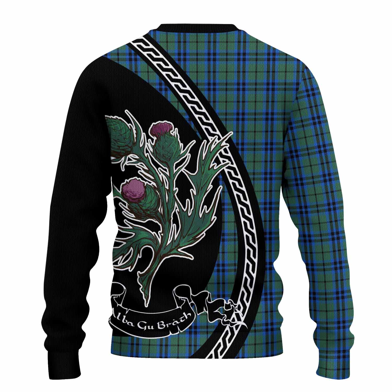 Marshall Family Crest Tartan Knitted Sweater Alba Thistle Inspired - Tartan Vibes Clothing