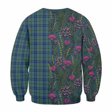Marshall Family Crest Tartan Sweatshirt Scottish Thistle Flower Pattern Half Style