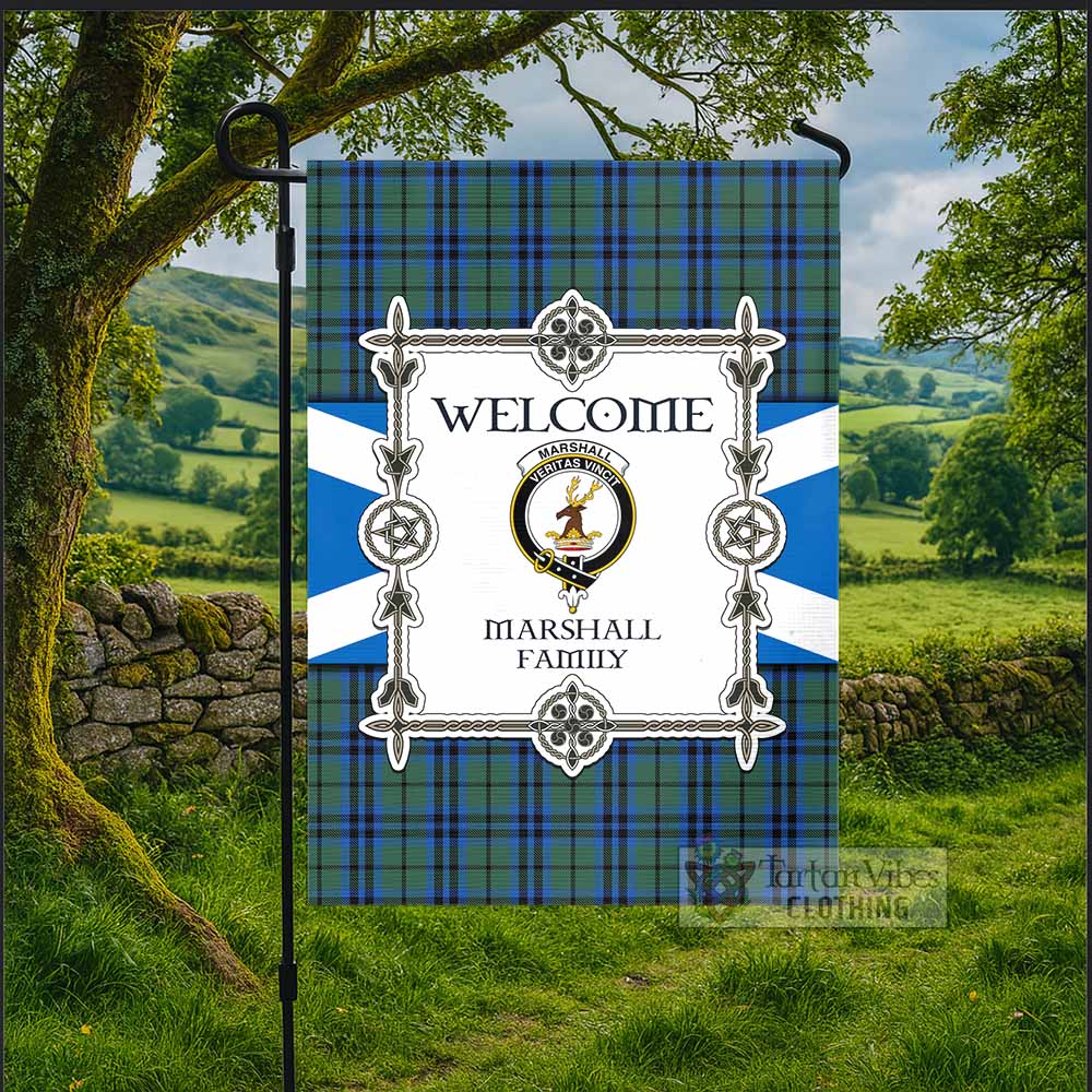 Marshall Family Crest Tartan Welcome Garden Flag Saltire Harmony Style - Tartan Vibes Clothing